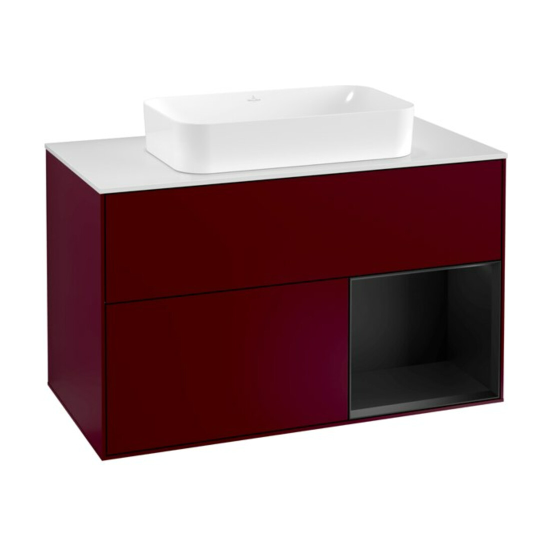 V&B Waschtischunterschrank Abdeckplatte wh. m Finion 100x60,3cm, Reg re bla m Lac, Peony Matt