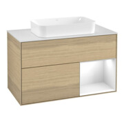 V&B Waschtischunterschrank Abdeckplatte wh. m Finion 100x60,3cm, Reg re glo wh. Lac, Oa ven