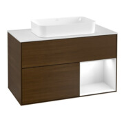 V&B Waschtischunterschrank Abdeckplatte wh. m Finion 100x60,3cm, Reg re glo wh. Lac, wal ven