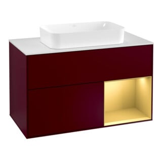 V&B Waschtischunterschrank Abdeckplatte wh. m Finion 100x60,3cm, Reg re Gold matt, Peony Matt