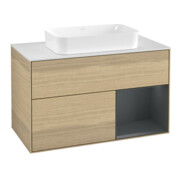 V&B Waschtischunterschrank Abdeckplatte wh. m Finion 100x60,3cm, Reg re md bl. m Lac, Oa ven