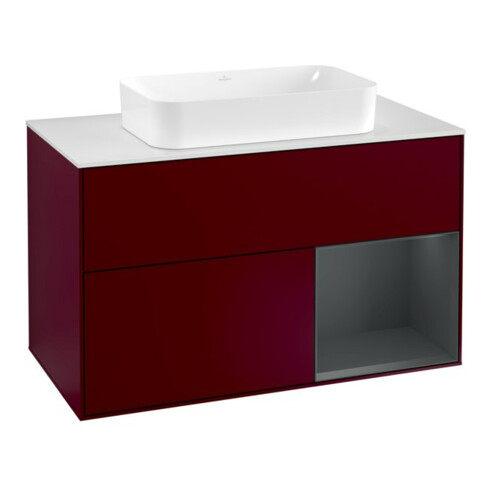 V&B Waschtischunterschrank Abdeckplatte wh. m Finion 100x60,3cm, Reg re md bl. m Lac, Peo m