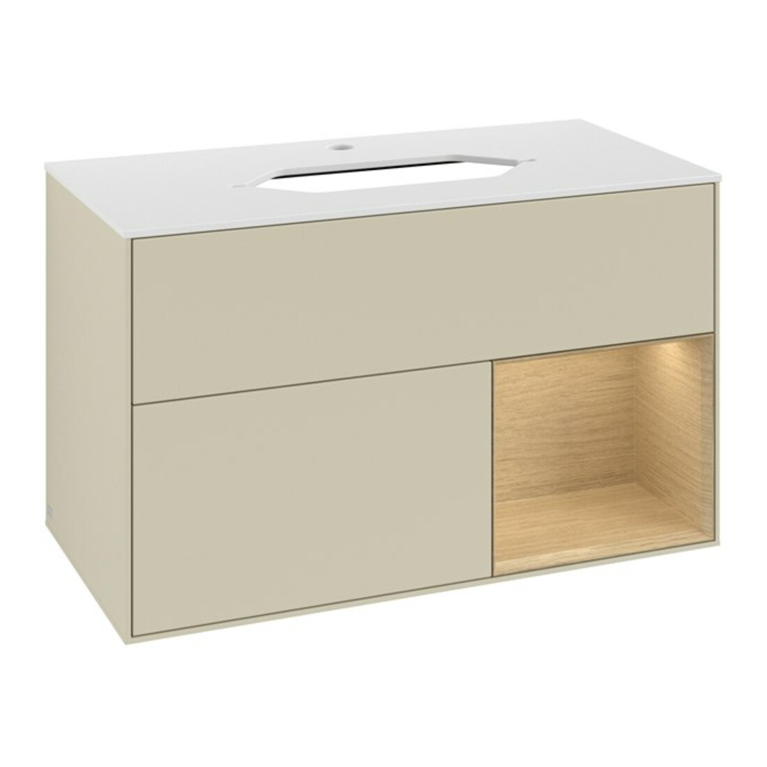 V&B Waschtischunterschrank Abdeckplatte wh. m Finion 100x60,3cm, Reg re Oa ven, si Gr m Lac