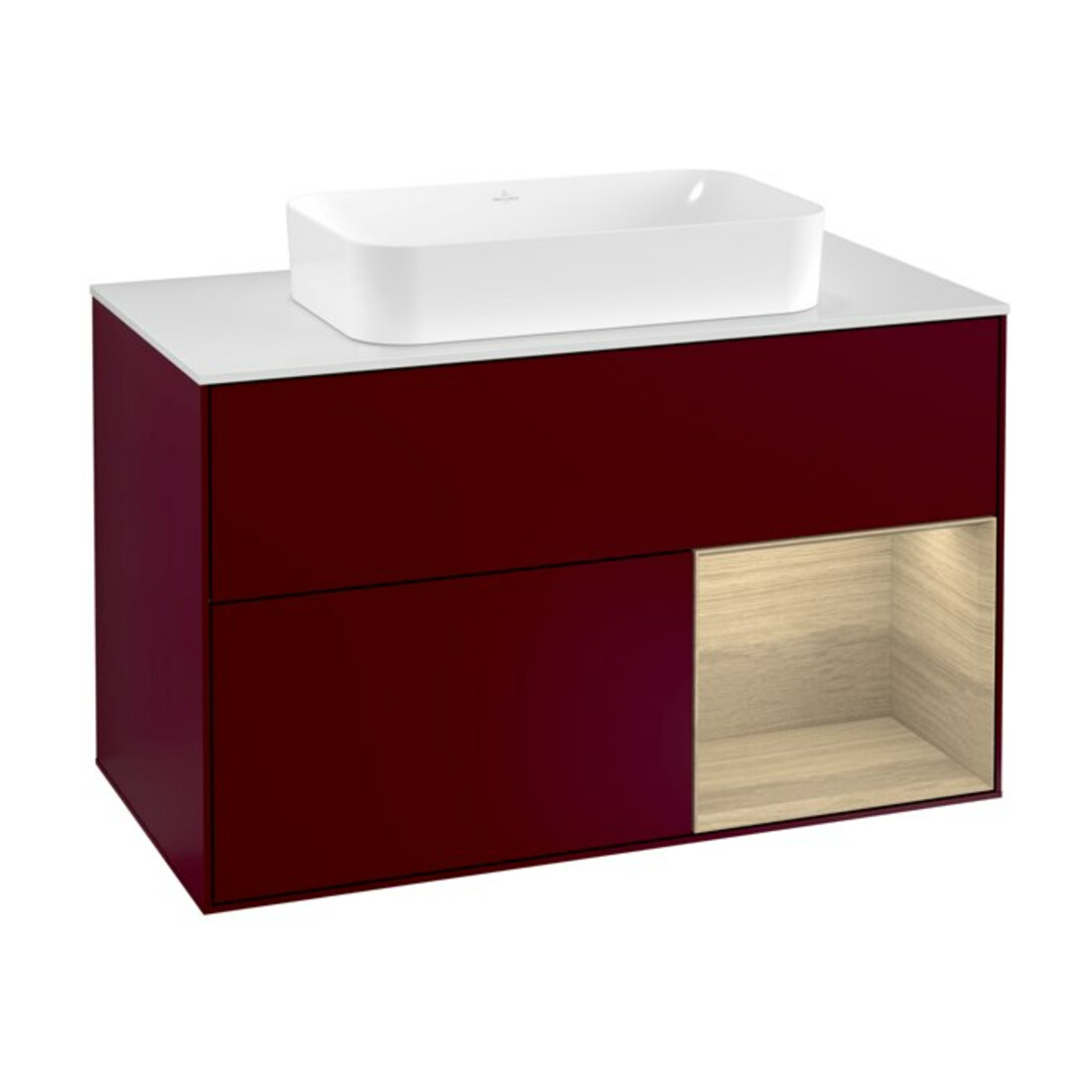 V&B Waschtischunterschrank Abdeckplatte wh. m Finion 100x60,3cm, Reg re Oa Veneer, Peony Matt