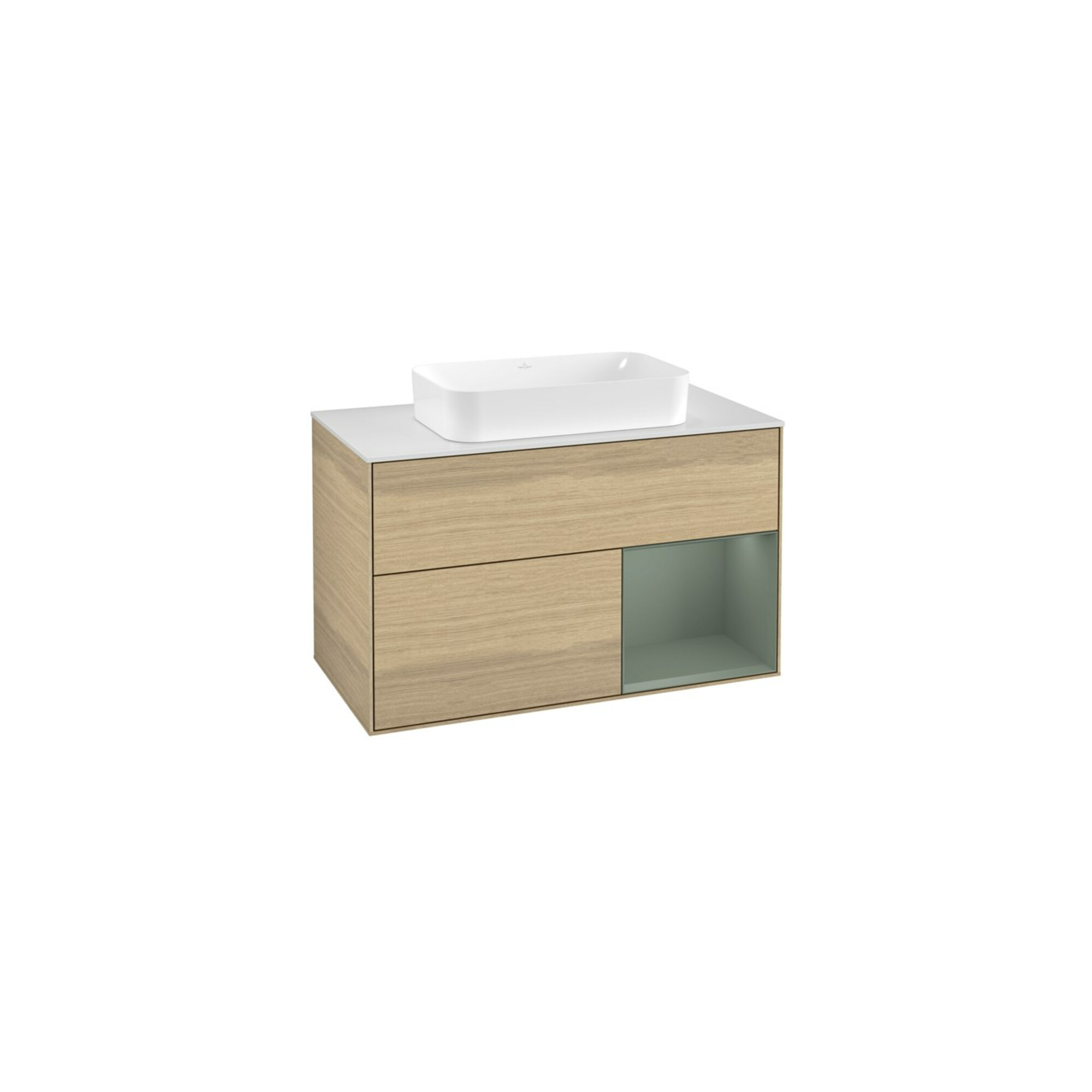 V&B Waschtischunterschrank Abdeckplatte wh. m Finion 100x60,3cm, Reg re Oli. m Lac, Oa Veneer ; Villeroy & Boch