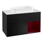 V&B Waschtischunterschrank Abdeckplatte wh. m Finion 100x60,3cm, Reg re Peo, bla matt lacquer