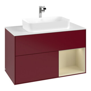 V&B Waschtischunterschrank Abdeckplatte wh. m Finion 100x60,3cm, Reg re si Gr m Lac, Peo Matt