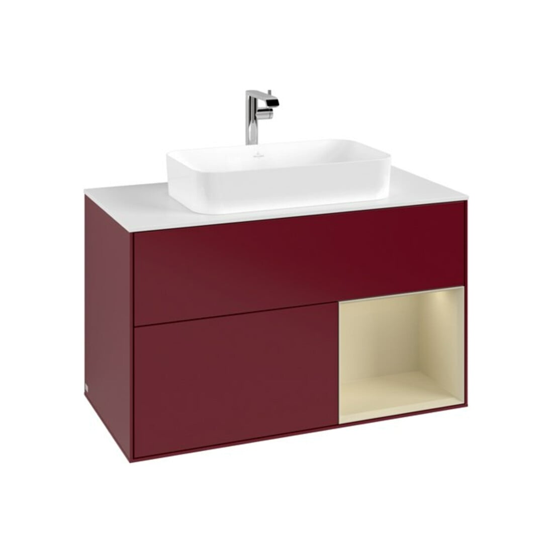 V&B Waschtischunterschrank Abdeckplatte wh. m Finion 100x60,3cm, Reg re si Gr m Lac, Peo Matt
