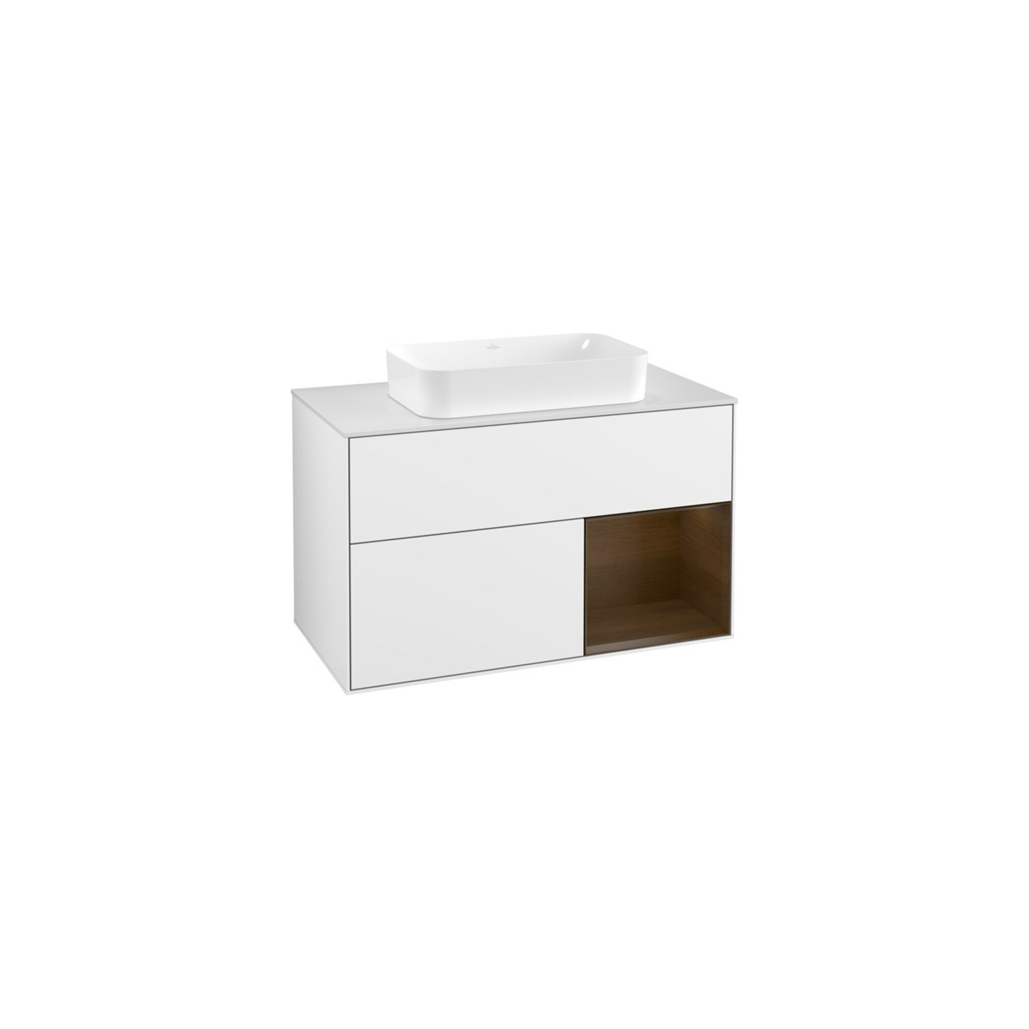 V&B Waschtischunterschrank Abdeckplatte wh. m Finion 100x60,3cm, Reg re wal ven, glo wh. Lac ; Villeroy & Boch