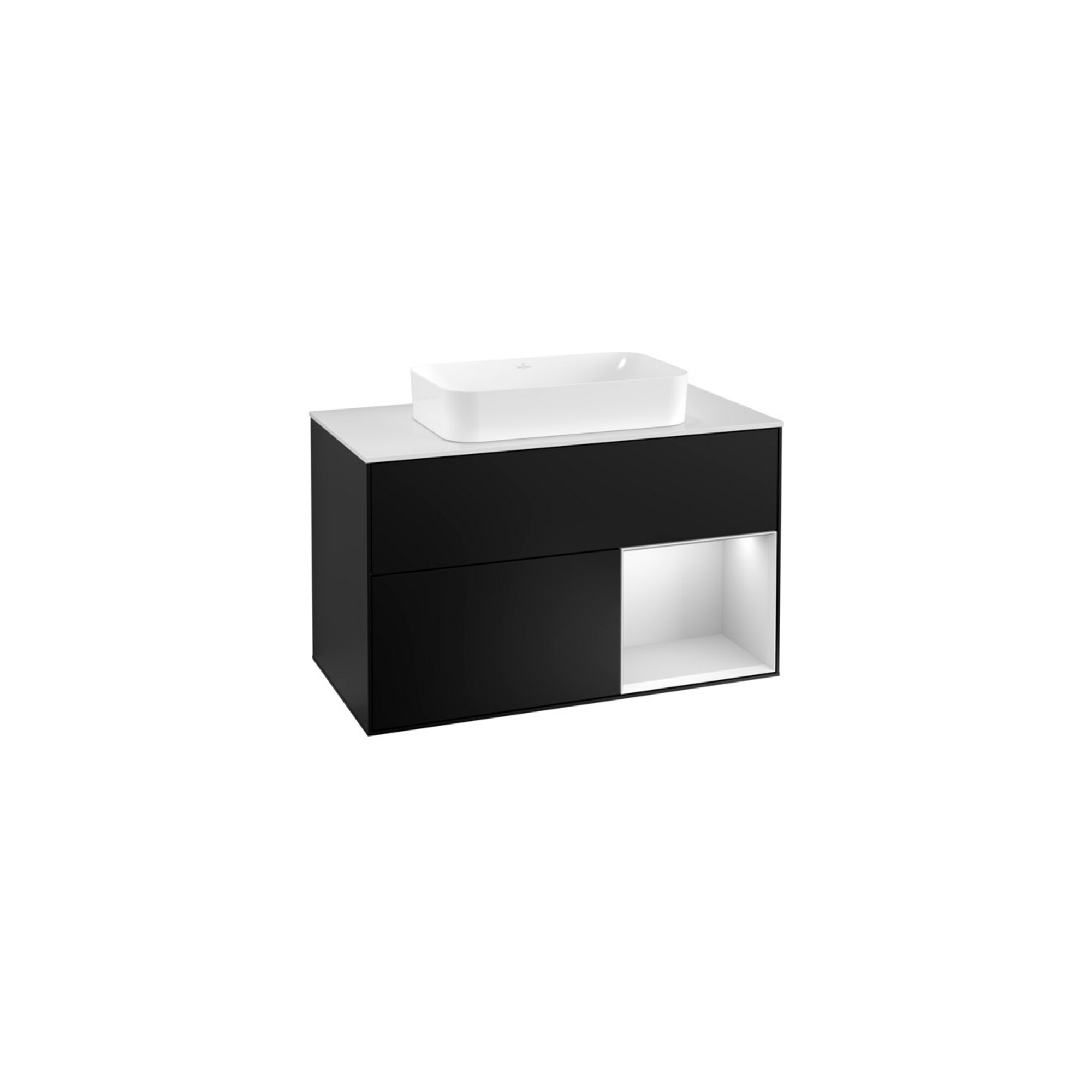 V&B Waschtischunterschrank Abdeckplatte wh. m Finion 100x60,3cm, Reg re wh. m Lac, bla m Lac ; Villeroy & Boch