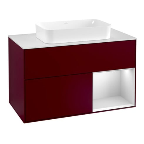 V&B Waschtischunterschrank Abdeckplatte wh. m Finion 100x60,3cm, Reg re wh. m Lac, Peony Matt