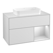 V&B Waschtischunterschrank Abdeckplatte wh. m Finion 100x60,3cm, Reg re wh. m Lac, wh. m Lac