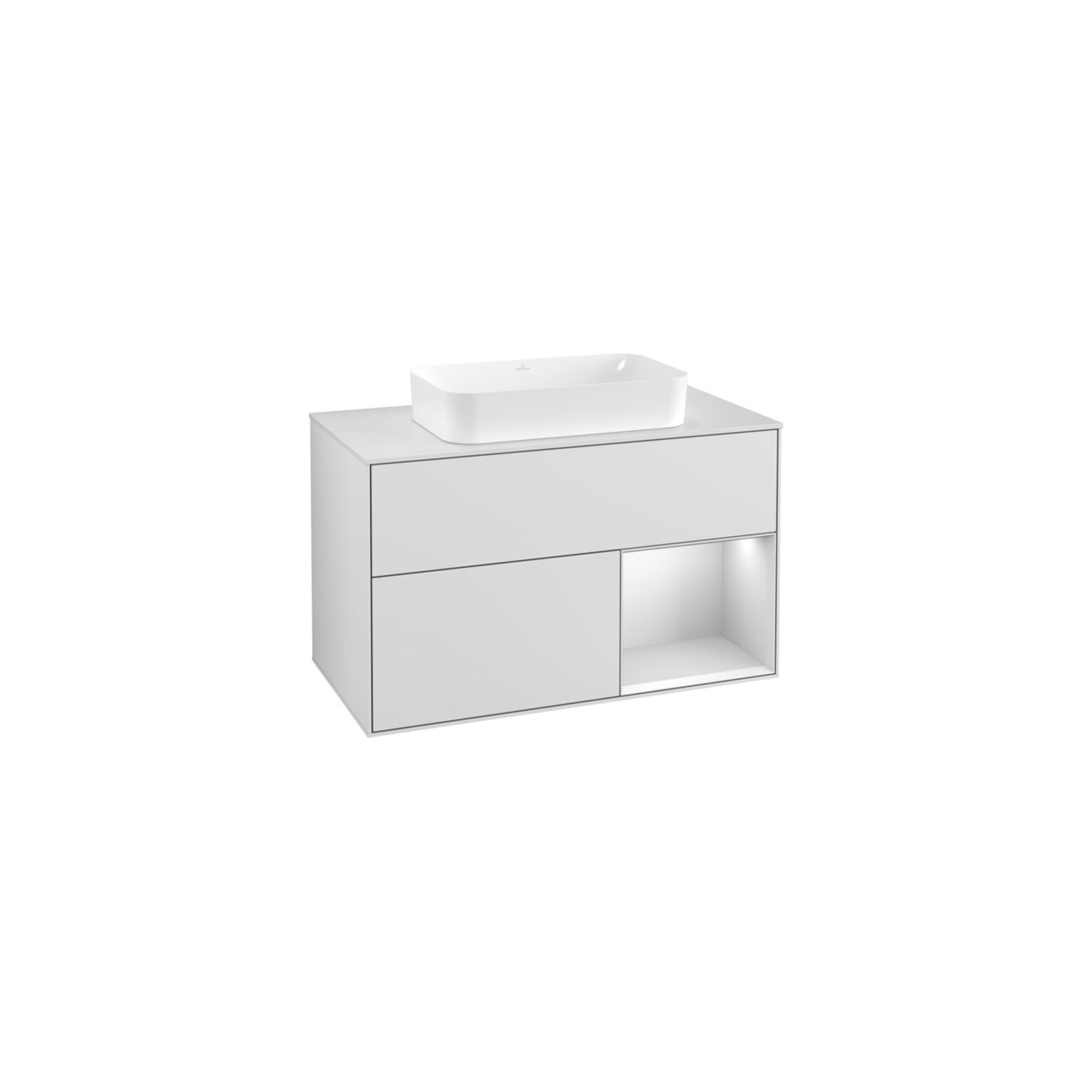 V&B Waschtischunterschrank Abdeckplatte wh. m Finion 100x60,3cm, Reg re wh. m Lac, wh. m Lac ; Villeroy & Boch