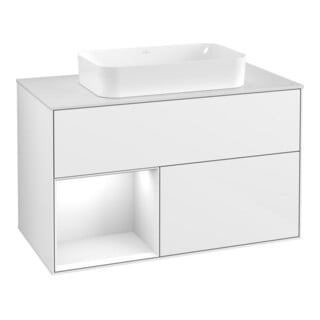 V&B Waschtischunterschrank Abdeckplatte wh. m Finion 100x60,3cm, Rg l g wh. Lac, glo wh. Lac