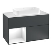 V&B Waschtischunterschrank Abdeckplatte wh. m Finion 100x60,3cm, Rg l g wh. Lac, md bl. m Lac