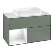V&B Waschtischunterschrank Abdeckplatte wh. m Finion 100x60,3cm, Rg l glo wh. Lac, Oli. m Lac