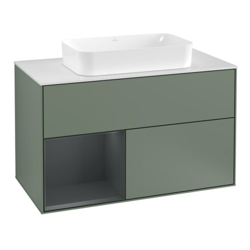 V&B Waschtischunterschrank Abdeckplatte wh. m Finion 100x60,3cm, Rg l md b m Lac, Oli. m Lac