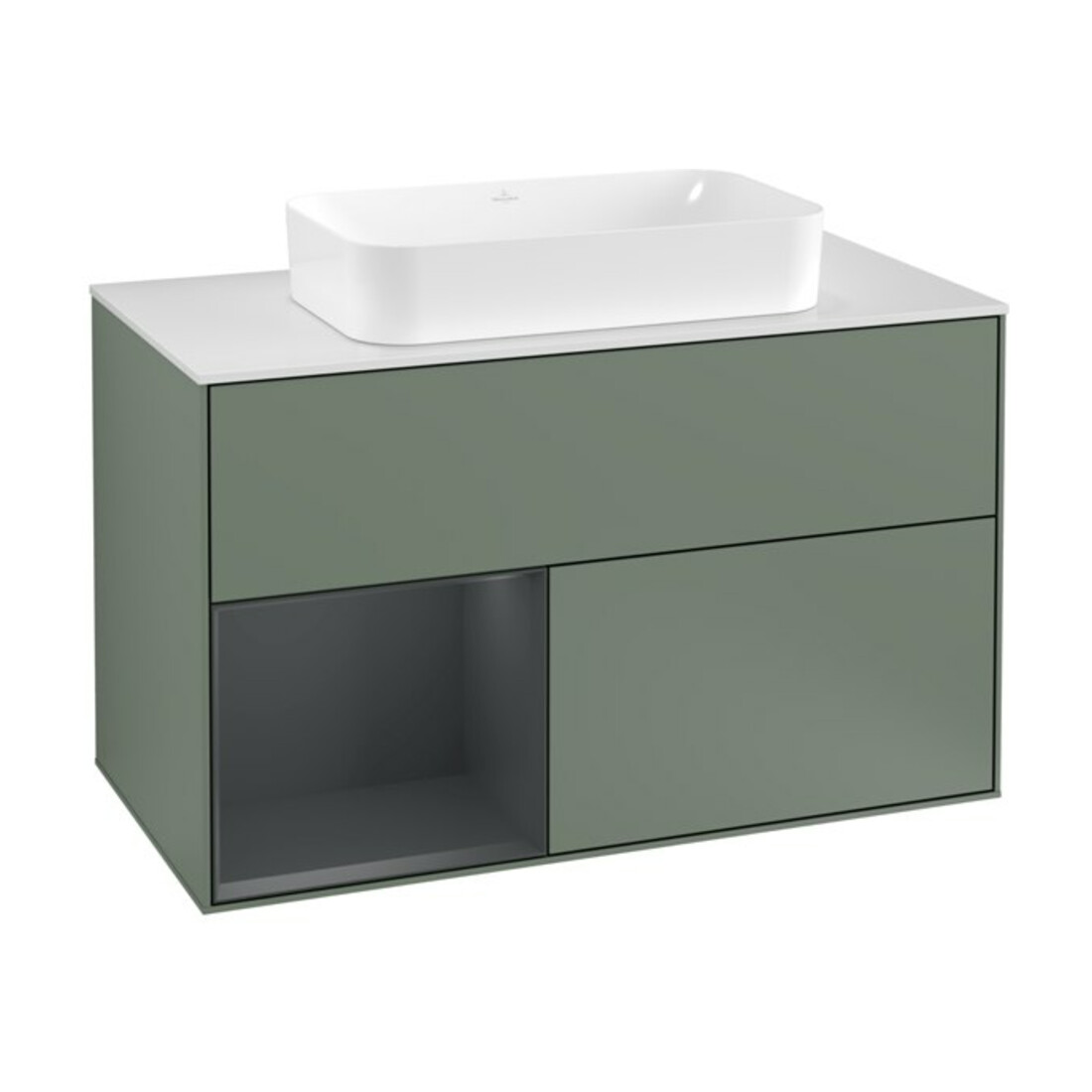 V&B Waschtischunterschrank Abdeckplatte wh. m Finion 100x60,3cm, Rg l md b m Lac, Oli. m Lac