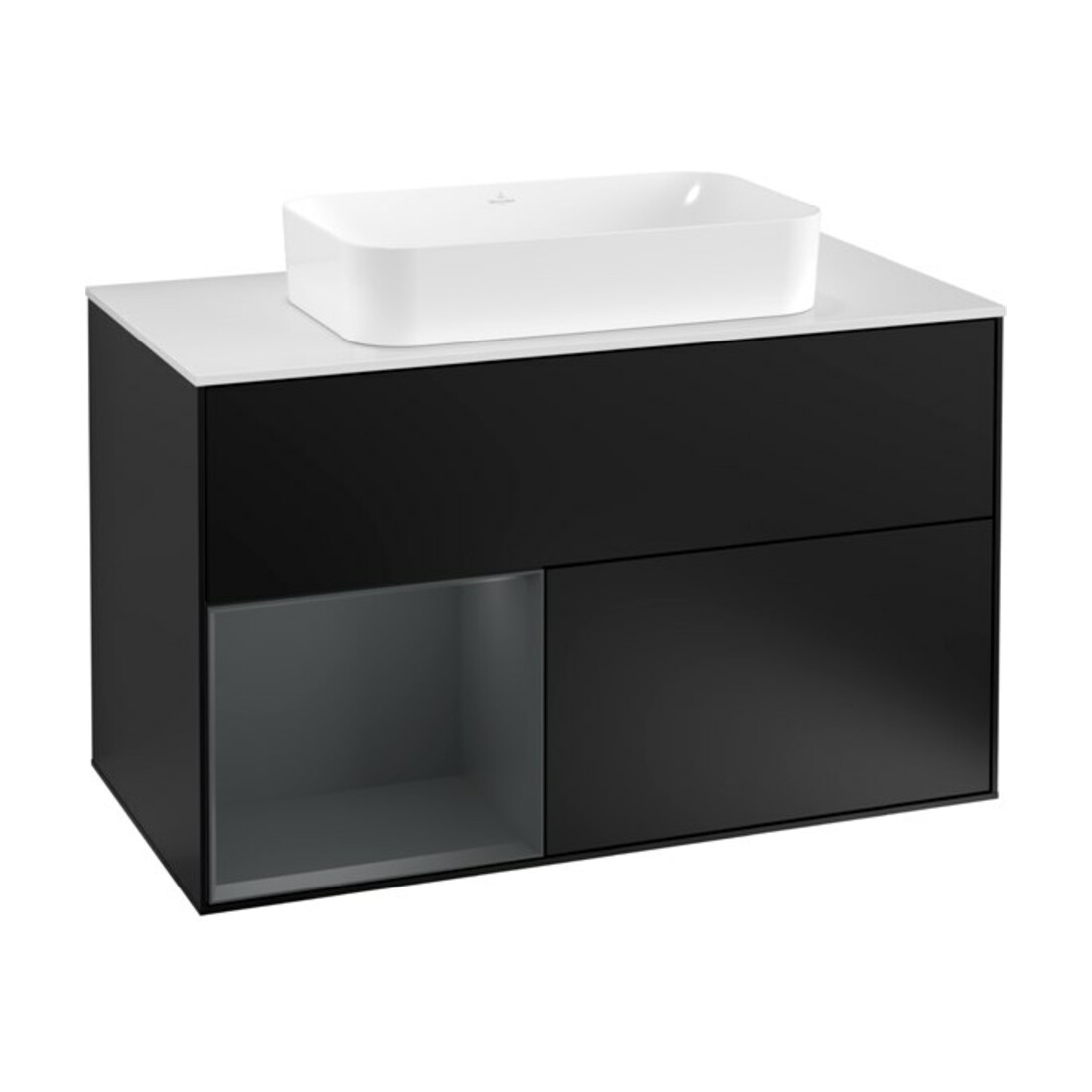 V&B Waschtischunterschrank Abdeckplatte wh. m Finion 100x60,3cm, Rg l md bl. m Lac, bla m Lac