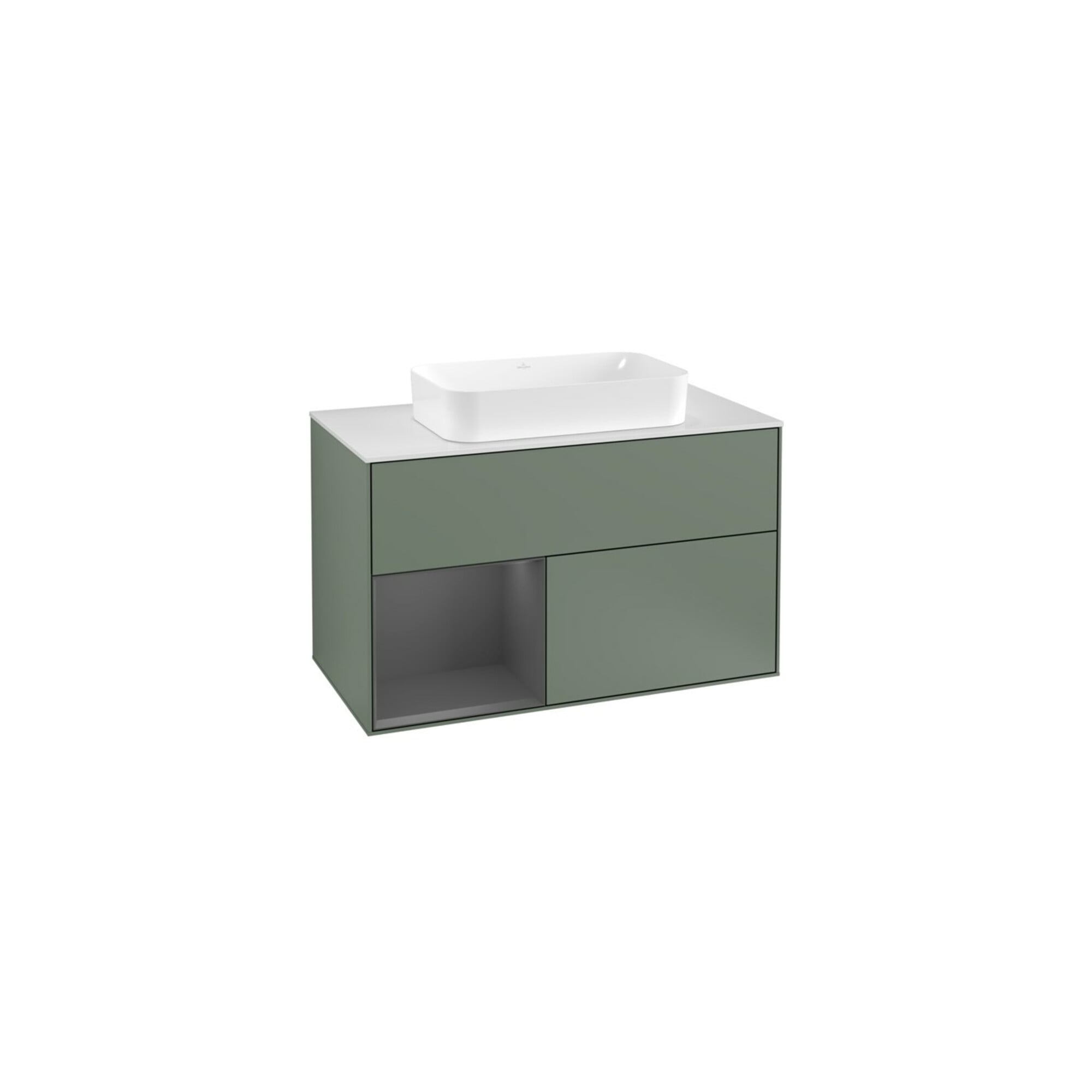 V&B Waschtischunterschrank Abdeckplatte wh. m Finion 100x60,3cm, Rg li Anthrac. m, Oli. m Lac ; Villeroy & Boch
