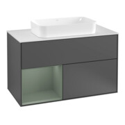 V&B Waschtischunterschrank Abdeckplatte wh. m Finion 100x60,3cm, Rg li Oli. m Lac, Anthrac. m