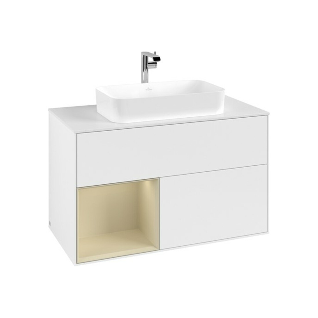 V&B Waschtischunterschrank Abdeckplatte wh. m Finion 100x60,3cm, Rg li si Gr m Lac, wh. m Lac