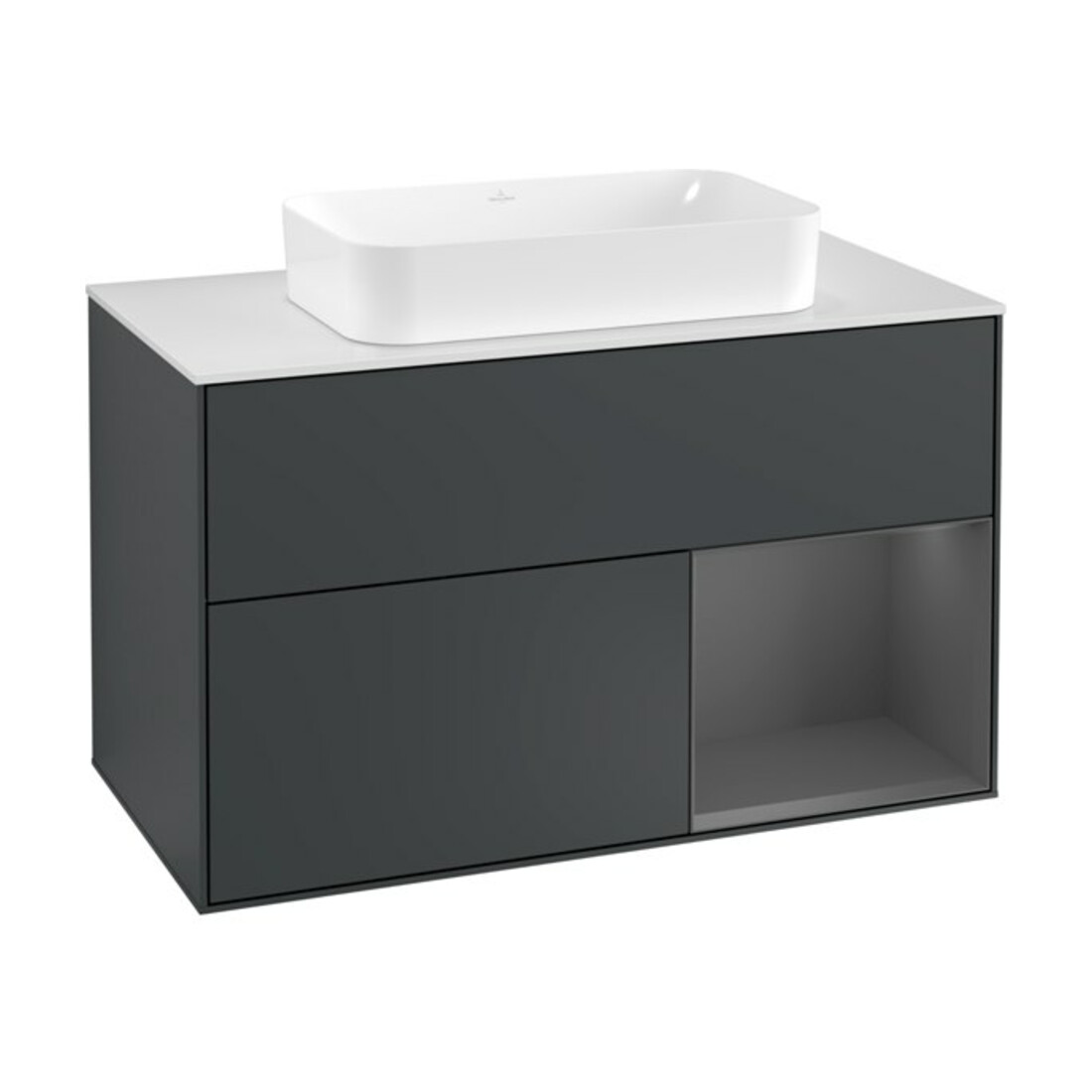 V&B Waschtischunterschrank Abdeckplatte wh. m Finion 100x60,3cm, Rg r A m, md bl. m Lac