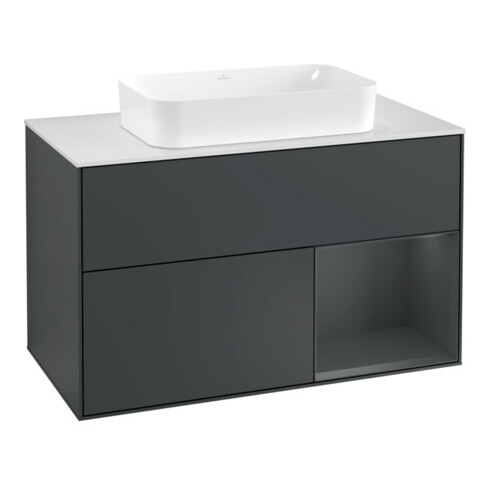 V&B Waschtischunterschrank Abdeckplatte wh. m Finion 100x60,3cm, Rg r md b m La, md bl. m Lac