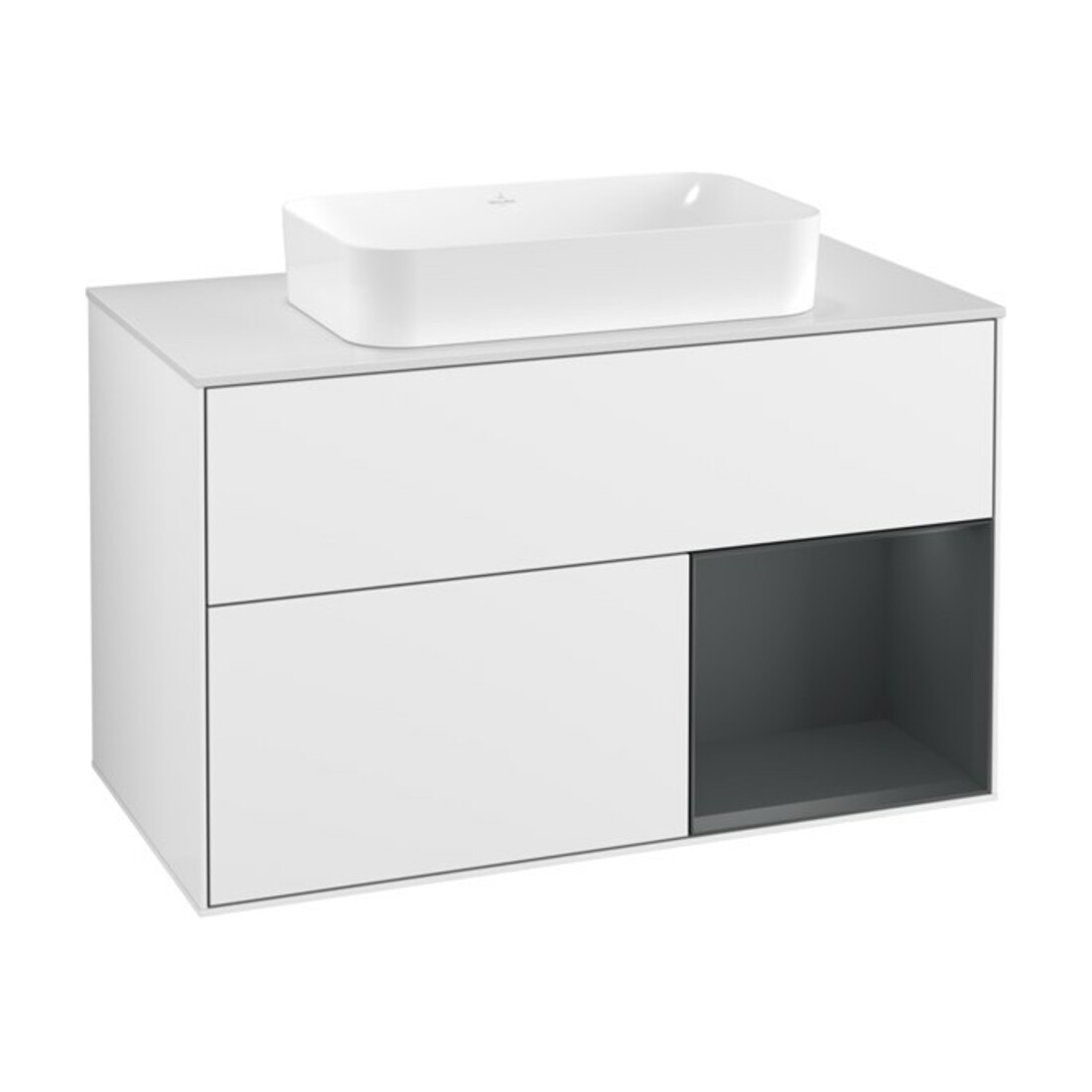 V&B Waschtischunterschrank Abdeckplatte wh. m Finion 100x60,3cm, Rg r md b m Lac, glo wh. Lac