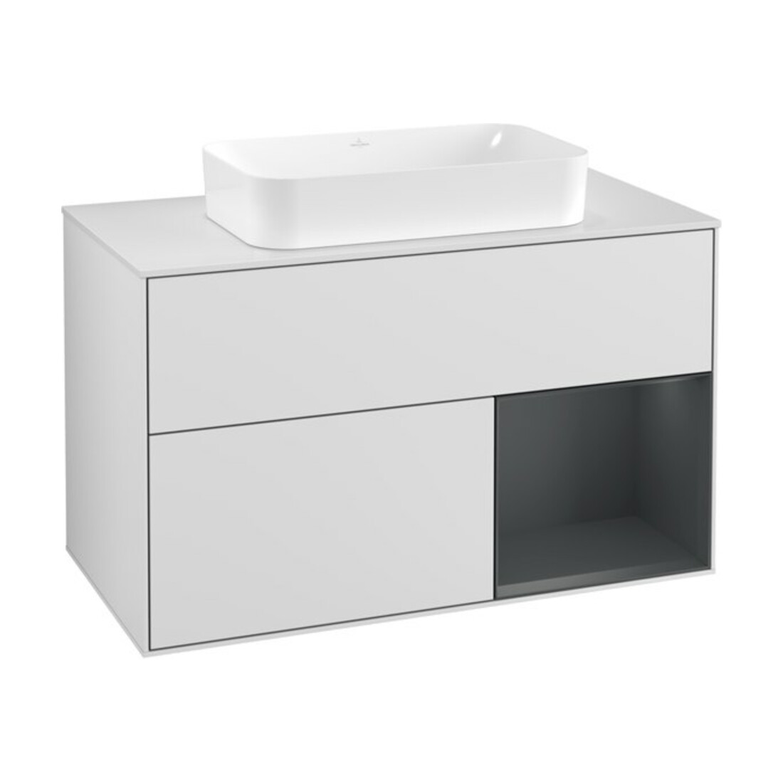 V&B Waschtischunterschrank Abdeckplatte wh. m Finion 100x60,3cm, Rg r md bl. m Lac, wh. m Lac