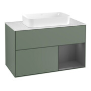 V&B Waschtischunterschrank Abdeckplatte wh. m Finion 100x60,3cm, Rg re Anthrac. m, Oli. m Lac