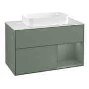 V&B Waschtischunterschrank Abdeckplatte wh. m Finion 100x60,3cm, Rg re Oli. m Lac, Oli. m Lac