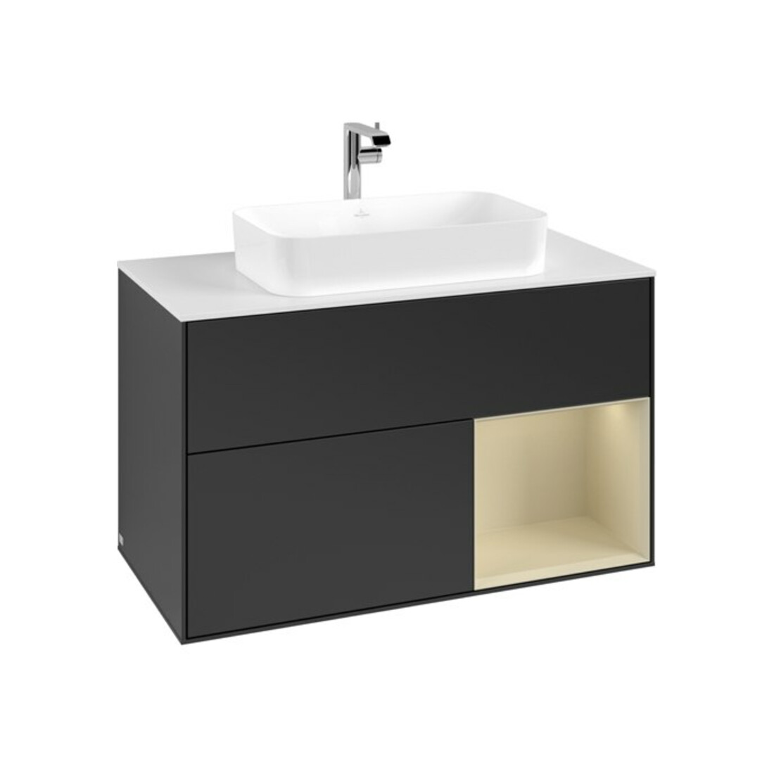 V&B Waschtischunterschrank Abdeckplatte wh. m Finion 100x60,3cm, Rg re si Gr m Lac, bla m Lac