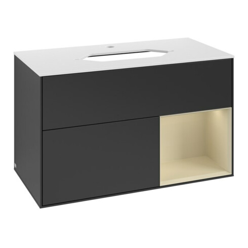 V&B Waschtischunterschrank Abdeckplatte wh. m Finion 100x60,3cm, Rg re si Gr m Lac, bla m Lac