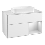 V&B Waschtischunterschrank Abdeckplatte wh. m Finion 100x60,3cm, Rg re wh. m Lac, glo wh. Lac