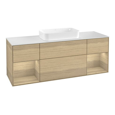 V&B Waschtischunterschrank Abdeckplatte wh. m Finion 160x60,3cm, Regal Oak Veneer, Oak Veneer