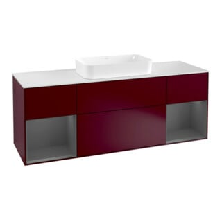 V&B Waschtischunterschrank Abdeckplatte wh. m Finion 160x60cm, Reg Anthrac. m Lac, Peony Matt