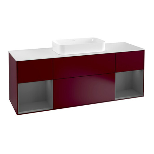 V&B Waschtischunterschrank Abdeckplatte wh. m Finion 160x60cm, Reg Anthrac. m Lac, Peony Matt