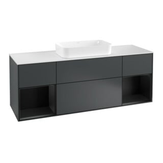 V&B Waschtischunterschrank Abdeckplatte wh. m Finion 160x60cm, Reg bla m Lac, md bl. m Lac
