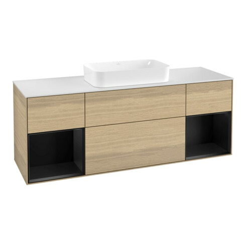 V&B Waschtischunterschrank Abdeckplatte wh. m Finion 160x60cm, Reg bla m lacquer, Oak Veneer
