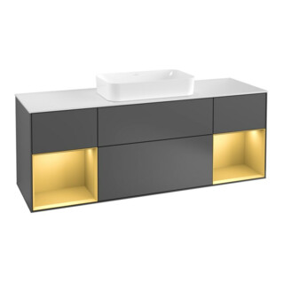 V&B Waschtischunterschrank Abdeckplatte wh. m Finion 160x60cm, Reg gol m Lac, Anthracite matt