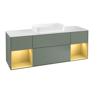 V&B Waschtischunterschrank Abdeckplatte wh. m Finion 160x60cm, Reg gol m Lac, Oli. m Lacquer