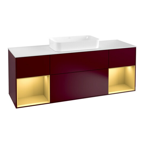 V&B Waschtischunterschrank Abdeckplatte wh. m Finion 160x60cm, Reg gol m lacquer, Peony Matt