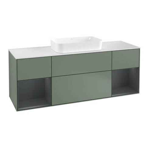 V&B Waschtischunterschrank Abdeckplatte wh. m Finion 160x60cm, Reg md m Lac, Oli. m Lacquer