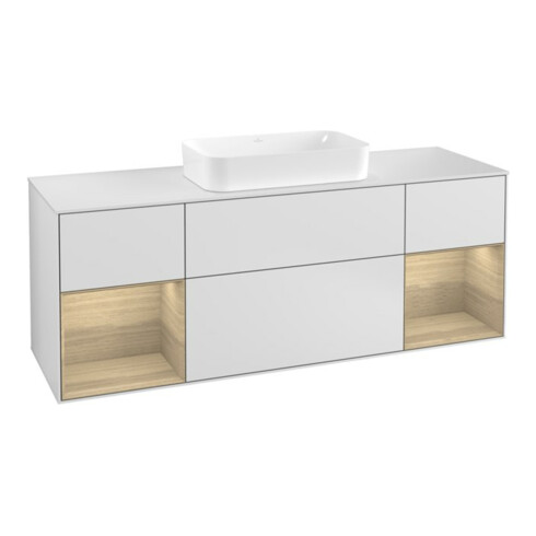 V&B Waschtischunterschrank Abdeckplatte wh. m Finion 160x60cm, Reg Oa ven, White matt lacquer