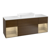 V&B Waschtischunterschrank Abdeckplatte wh. m Finion 160x60cm, Reg Oak Veneer, Walnut veneer