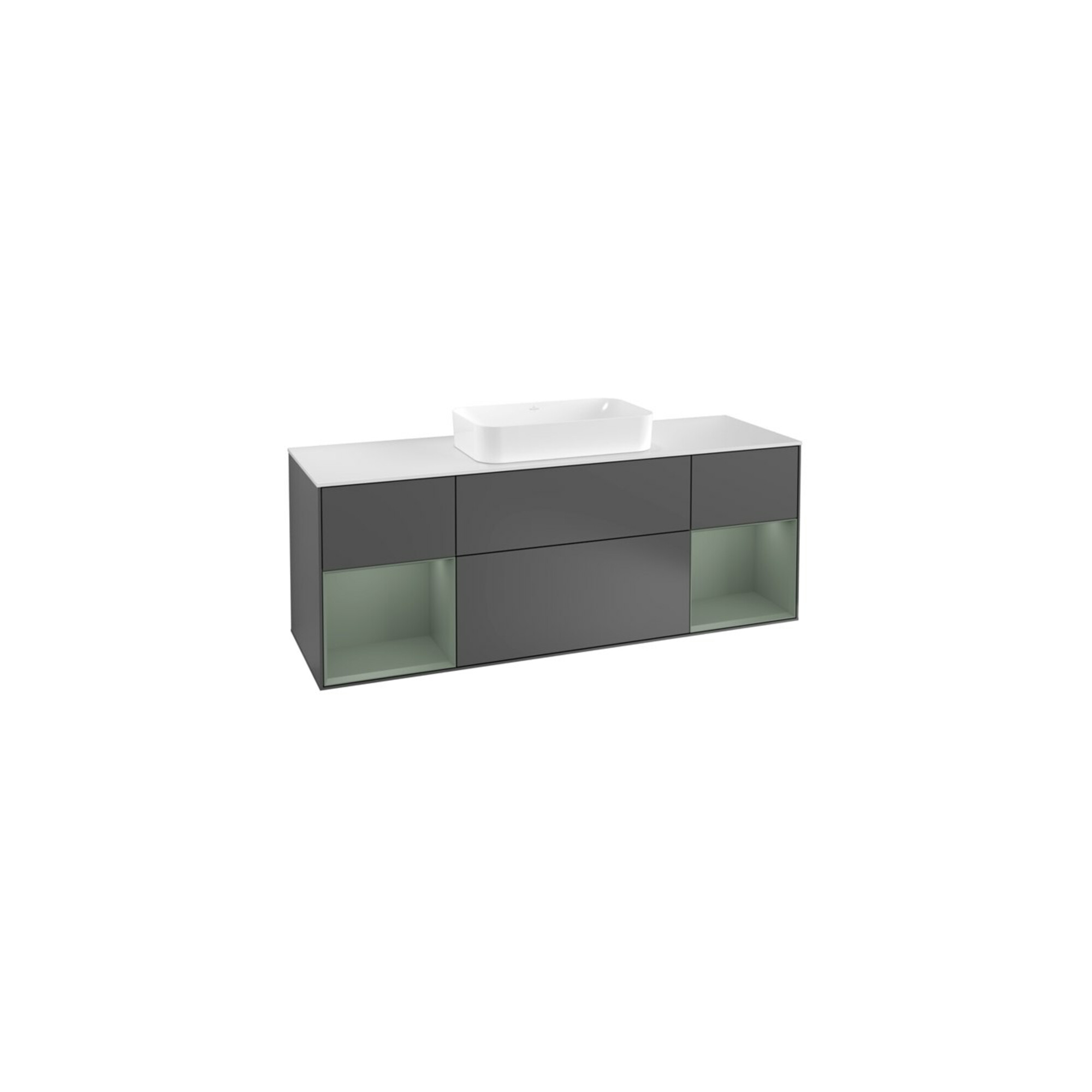 V&B Waschtischunterschrank Abdeckplatte wh. m Finion 160x60cm, Reg Oli. m Lac, Anthrac. matt ; Villeroy & Boch