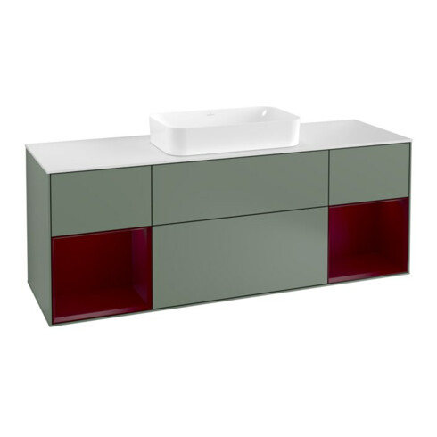 V&B Waschtischunterschrank Abdeckplatte wh. m Finion 160x60cm, Reg Peo m Lac, Oli. m Lacquer