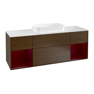 V&B Waschtischunterschrank Abdeckplatte wh. m Finion 160x60cm, Reg Peo m Lac, Walnut veneer