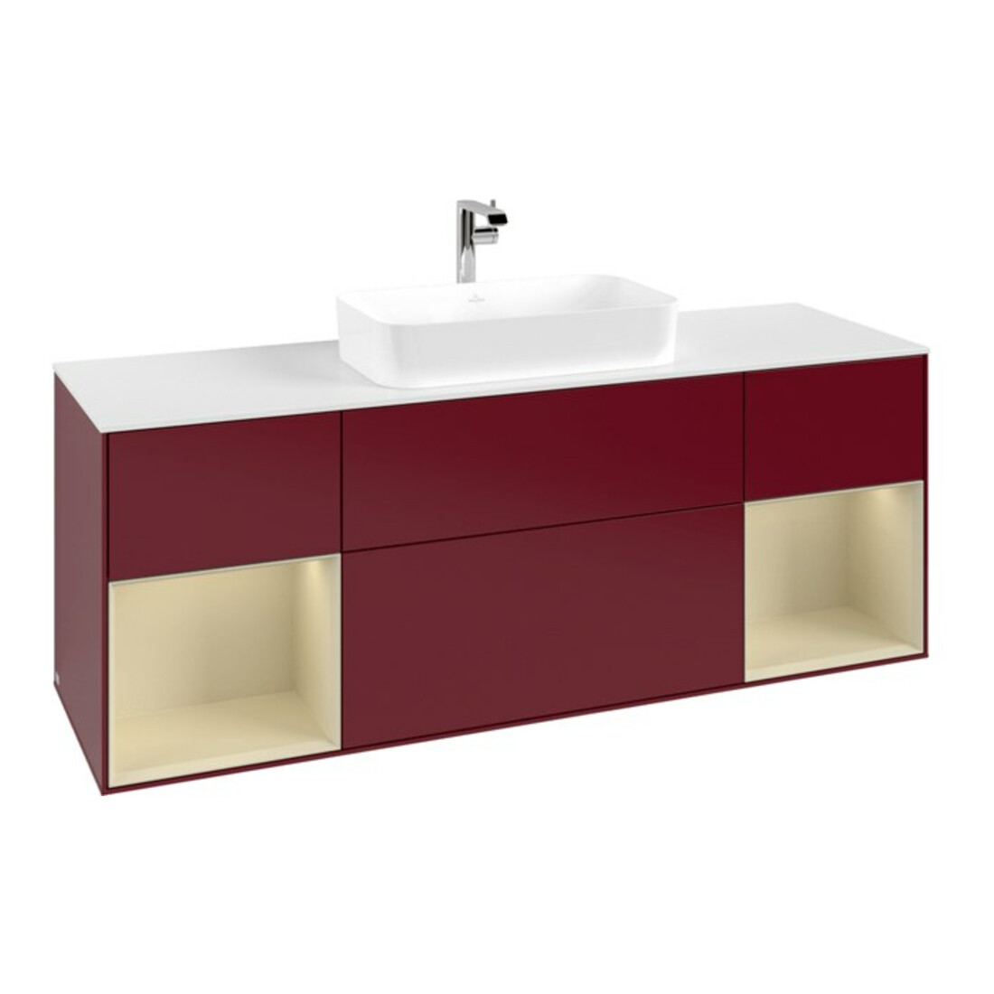 V&B Waschtischunterschrank Abdeckplatte wh. m Finion 160x60cm, Reg si Gr m Lac, Peony Matt